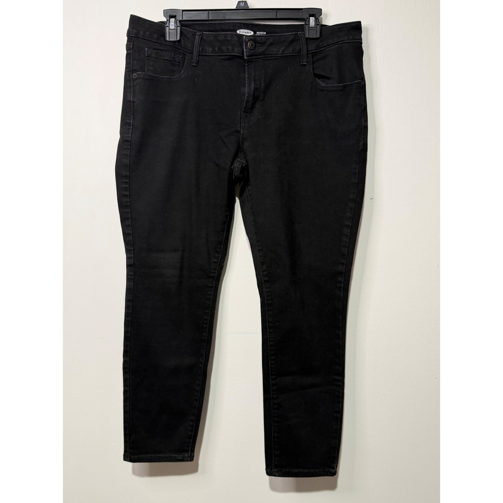 Old Navy Rockstar Super Skinny Jeans Womens 16 Short Black Low Rise Denim